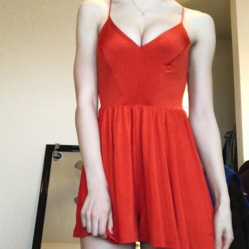 Urban Outfitters Satin Red Romper